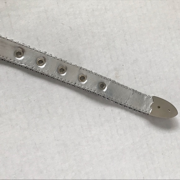 Silver Belt Shiny Bling w/ Etched Buckle and Tip - Picture 10 of 12